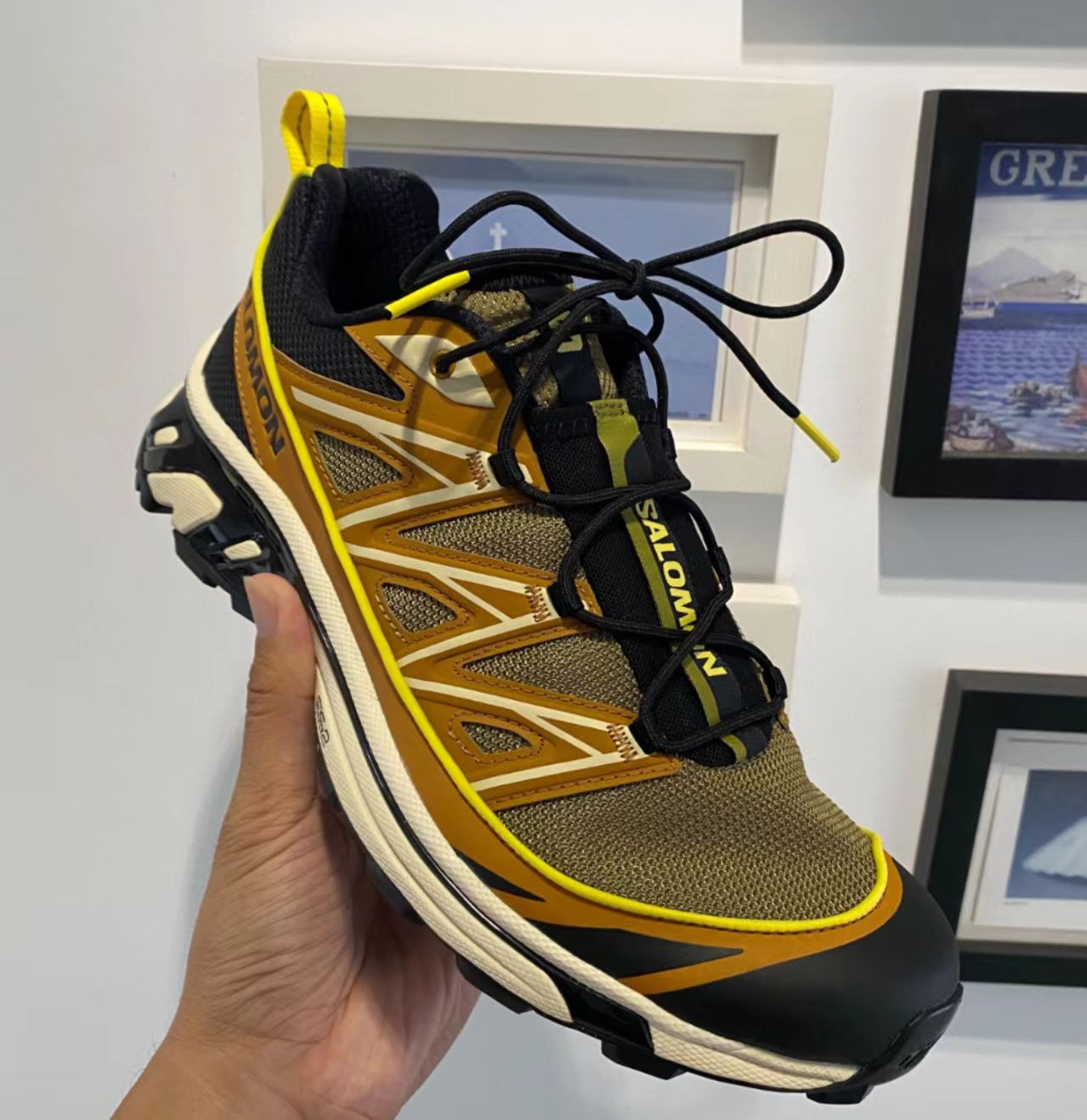 Salomon XT-6 Brown Khaki Yellow Hiking Shoes