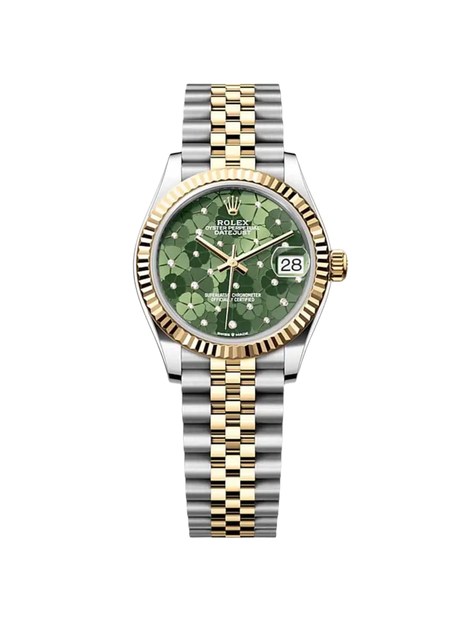 [2026 Mirror Grade]RLX Datejust m278273-0031/0032 31mm Olive Green Floral Motif Dial Stainless Steel and Yellow Gold Oyster Watch
