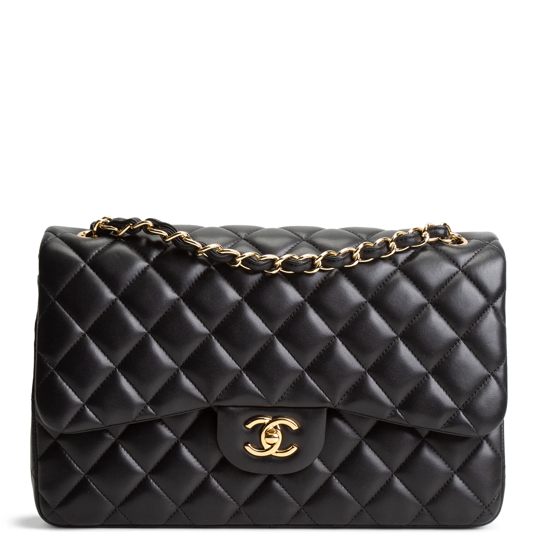 CHANEL Lambskin Jumbo Double Flap - Black