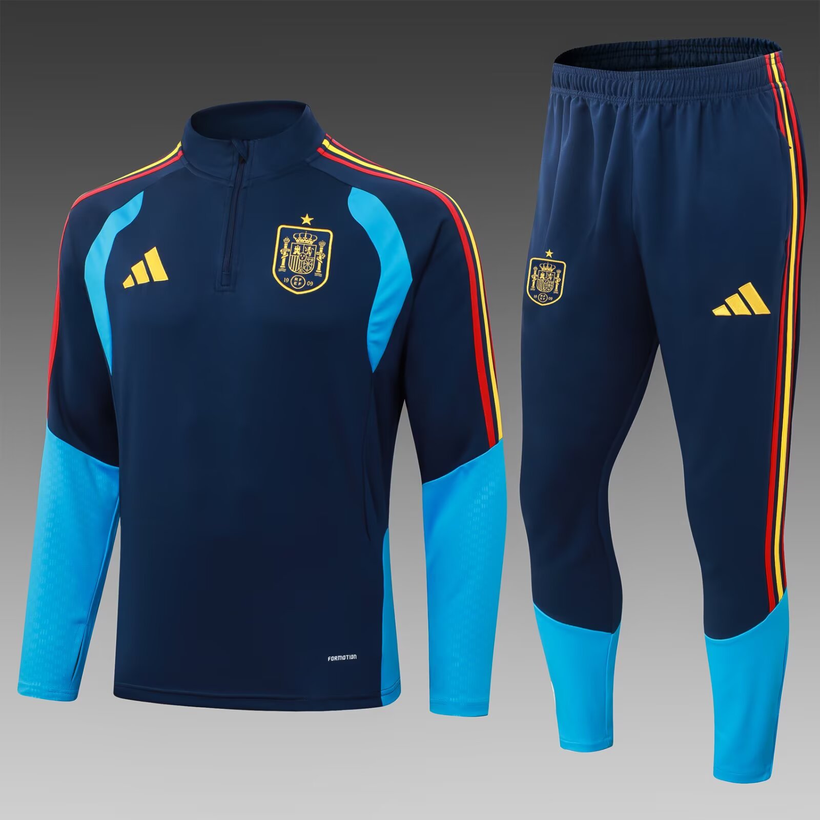 2026 Spain Half-Zip Training Suit Royal Blue Set Shirt