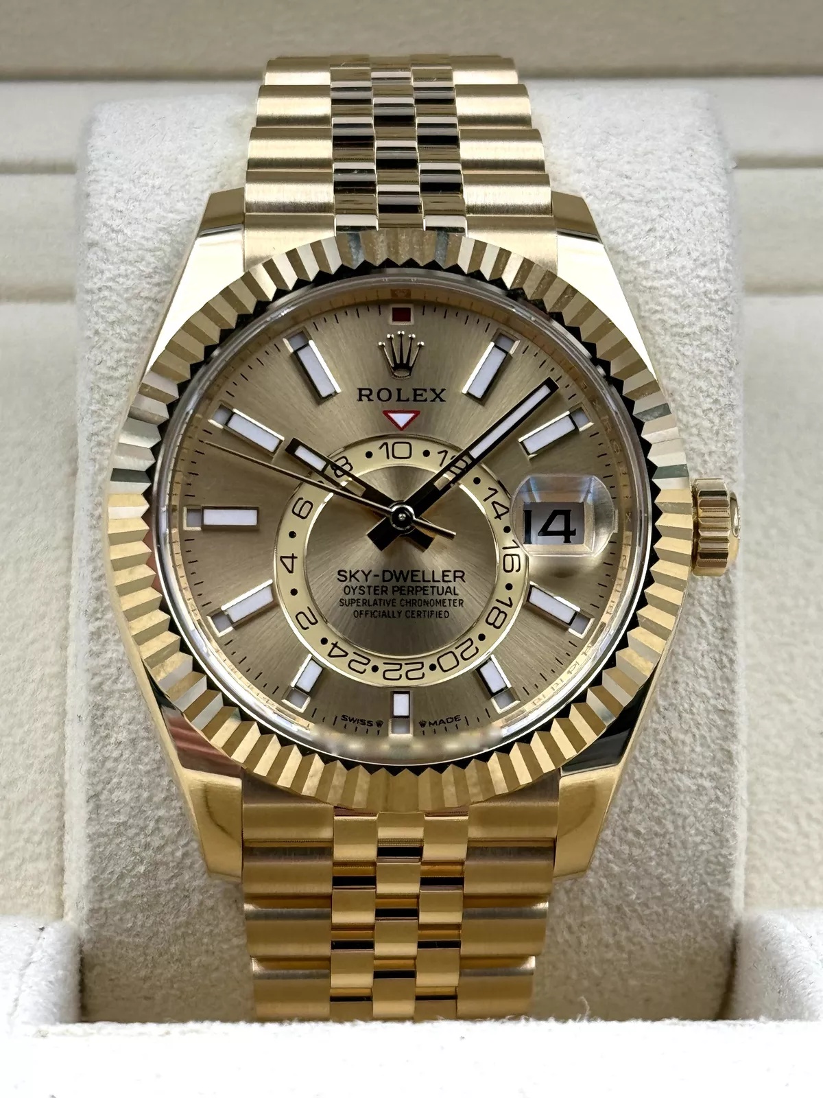 [2026 Mirror Grade]RLX  Sky-Dweller 42mm Yellow Gold Champagne Dial Jubilee - 336938