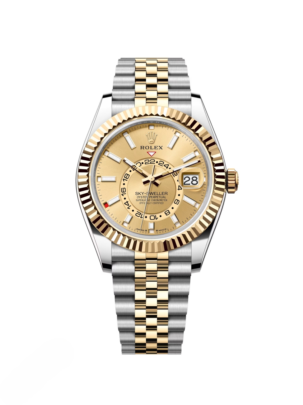 [2026 Mirror Grade]RLX  Sky-Dweller 42mm Two-Tone Yellow Gold Champagne Dial Jubilee - 336933 - New 2025