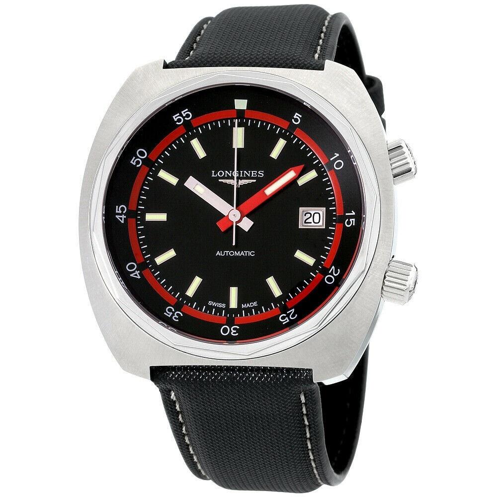[2026 Mirror Grade]Longines Men's L2.795.4.52.0 Heritage Black Canvas Watch