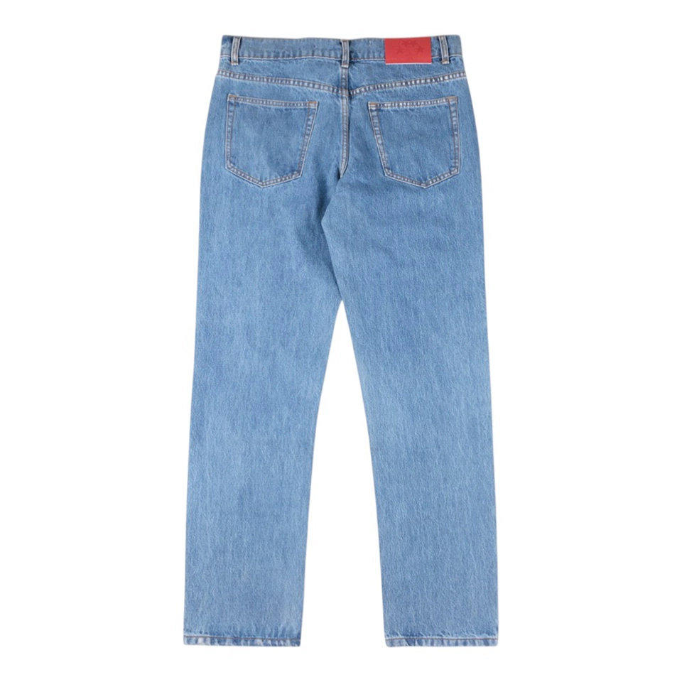 Sp5der Light Blue Red Logo Denim Jeans