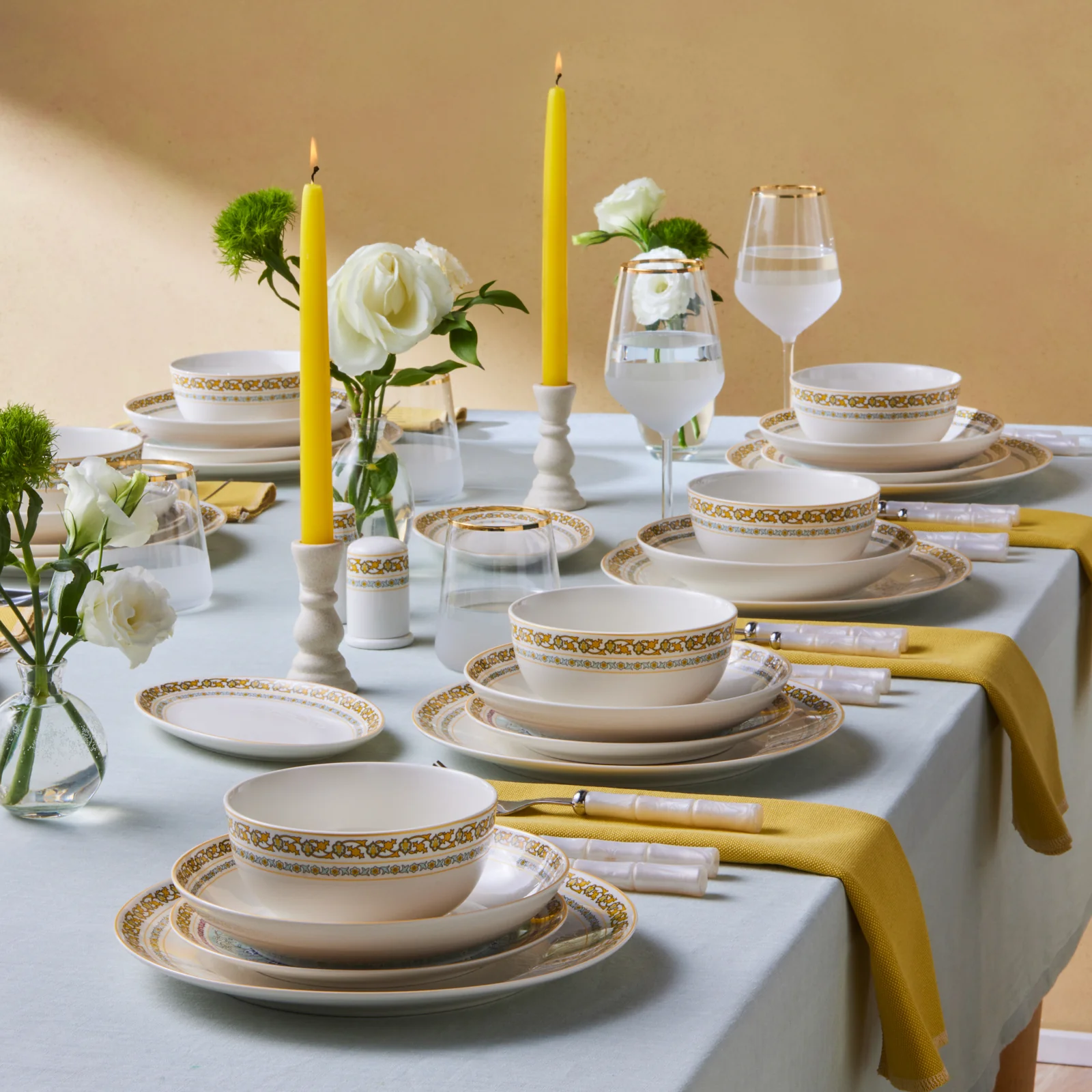 Karaca Forever Bone Bondi Service de Table 53 Pièces pour 12 Personnes