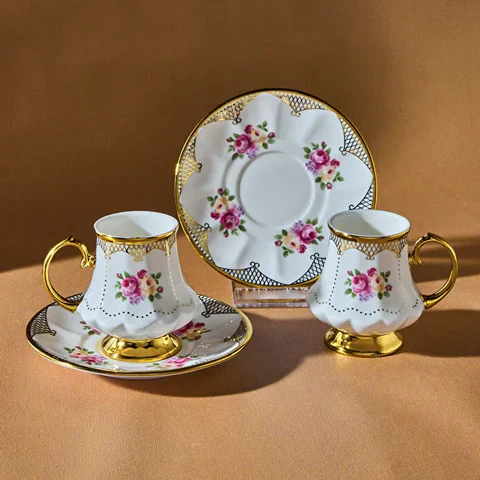 Karaca Nermin Ensemble De 2 Tasses À Café Pour 2 Personnes, 85 Ml