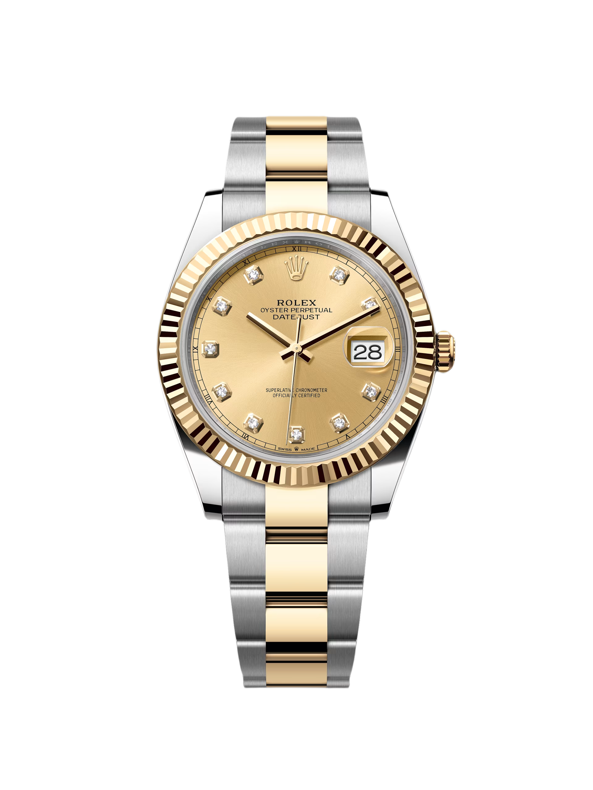 [2026 Mirror Grade]RLX  Datejust 41mm Two-Tone Yellow Gold Fluted Bezel Champagne Diamond Dial Oyster - 126333