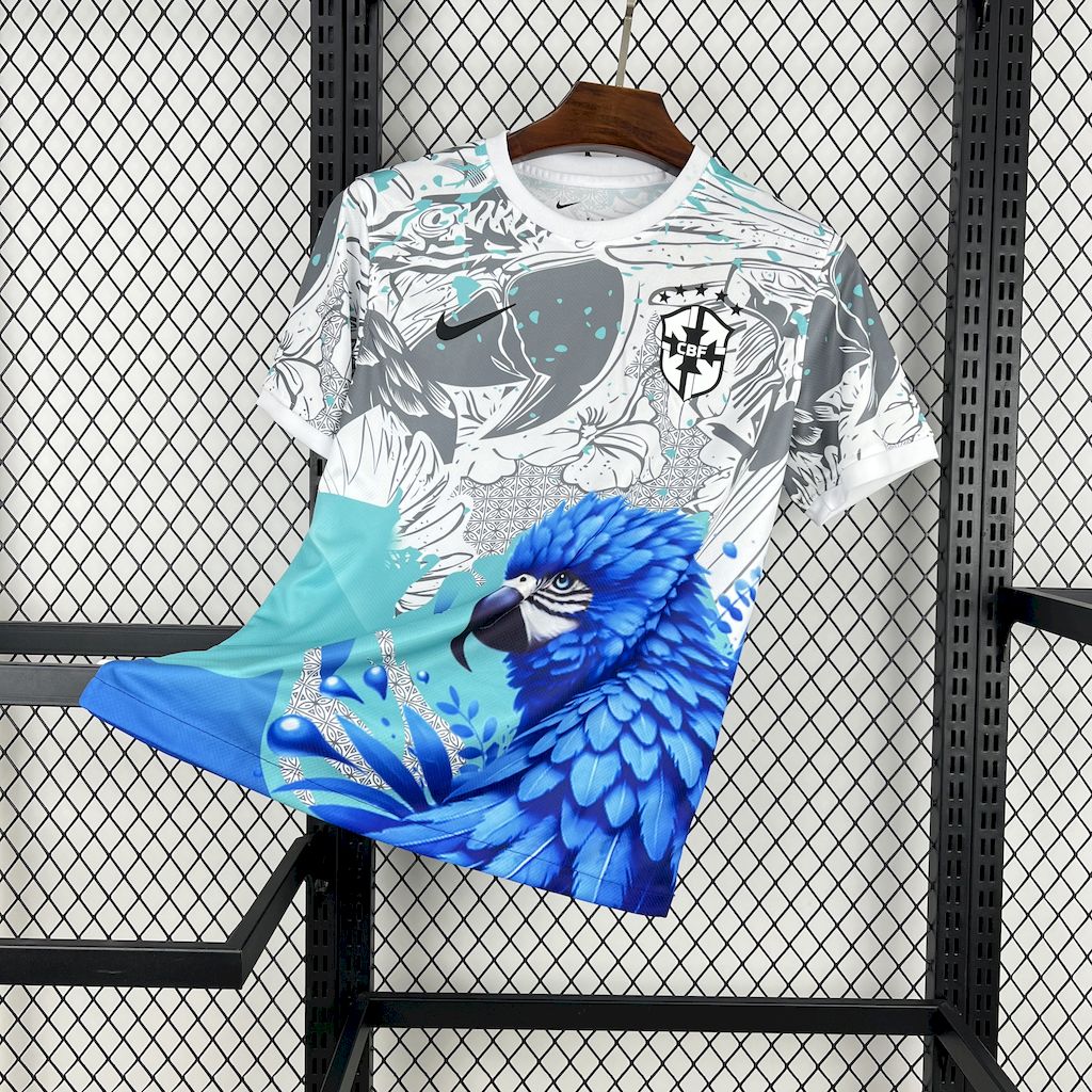 Brazil Soccer Jersey Blue Parrot Special Edition Custom Shirt 2025