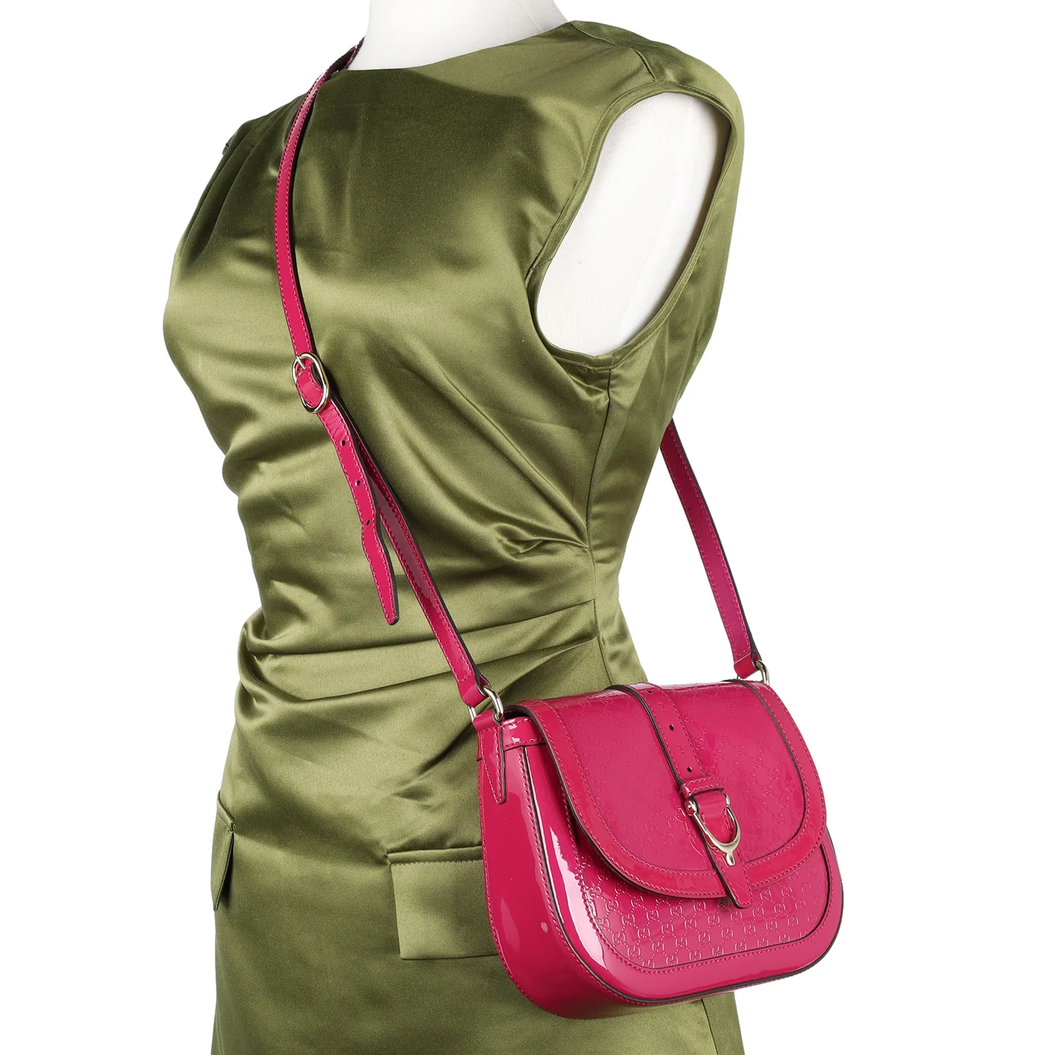 Patent Leather Microguccissima Nice Crossbody Bag Bright Pink