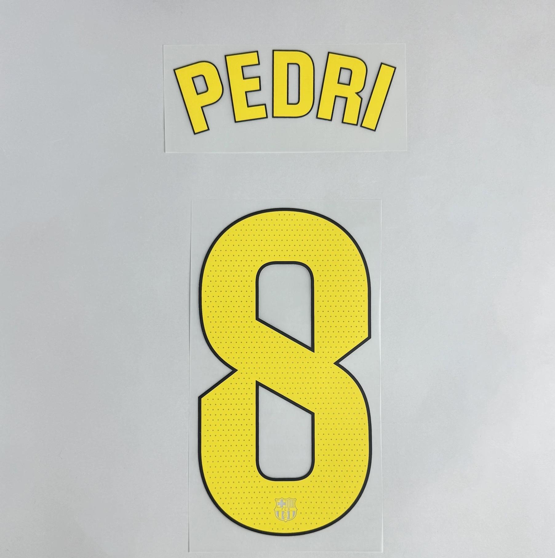 PEDRI #8 FC Barcelona 2025-26 Home & Fourth Away La Liga Football Soccer Name & Number Set