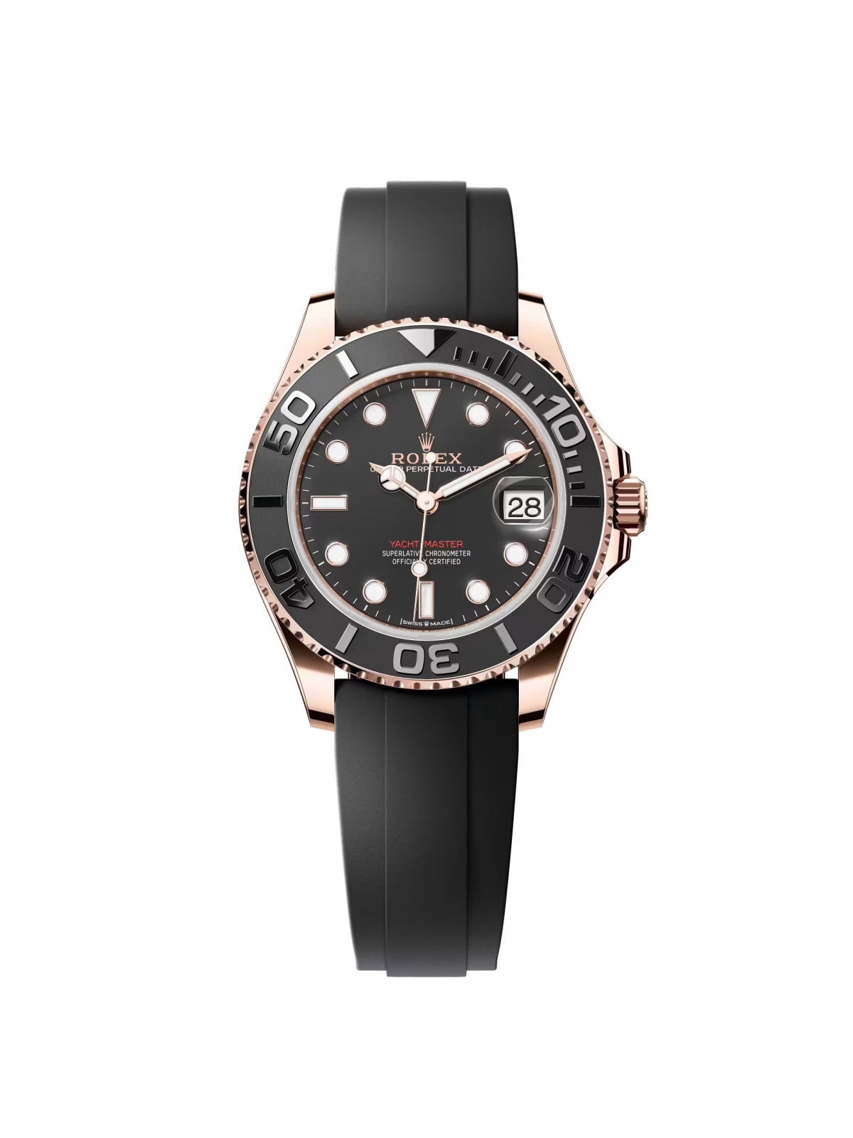 [2026 Mirror Grade]RLX Yacht-Master 37mm Rose Gold - Black Dial - Oysterflex Strap (Ref# 268655)
