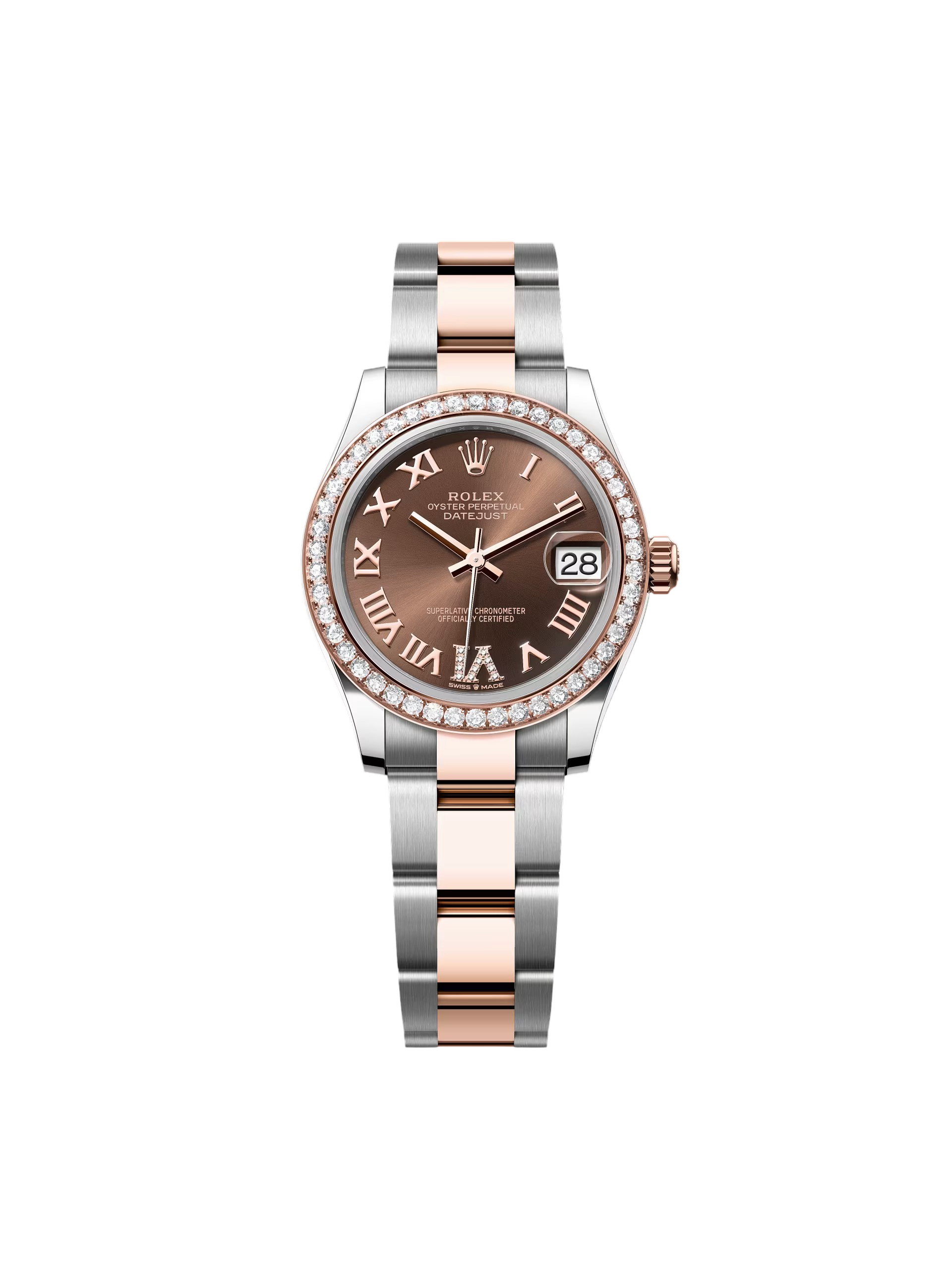 [2026 Mirror Grade]RLX Datejust m278381-0005/0006 Chocolate Roman Diamond 31mm Dial Diamond-Set Bezel and Oyster Bracelet Watch