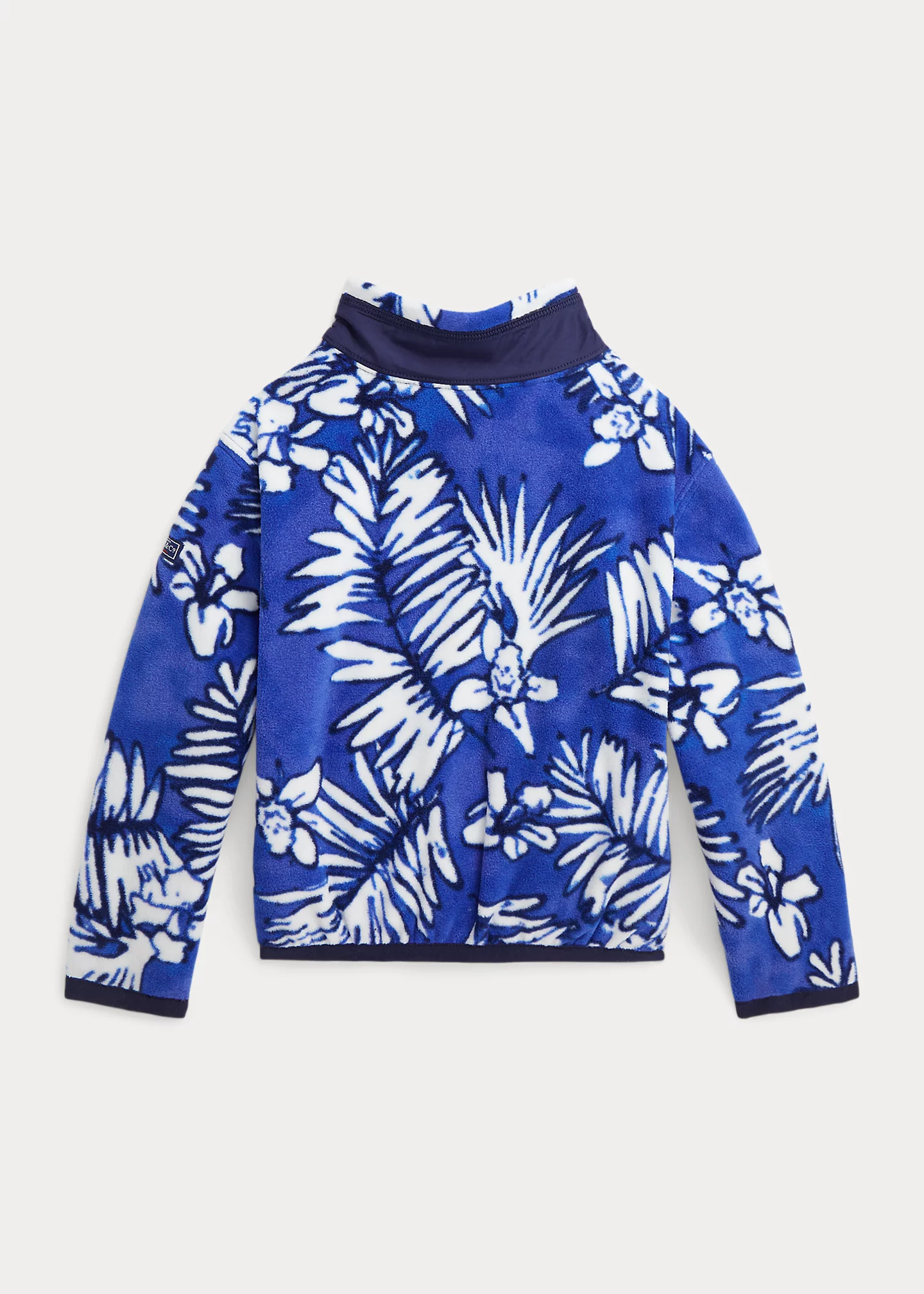 Tropical-Print Brushed Fleece Pullover