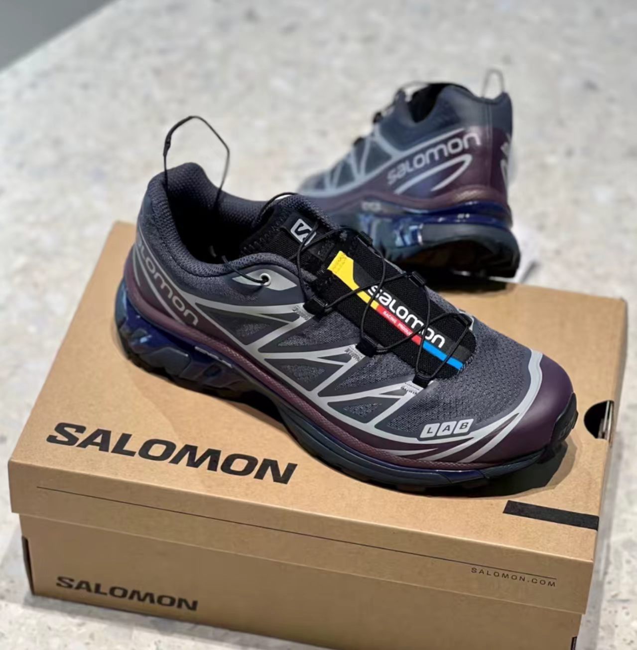 Salomon XT-6 Dark Grey Purple Navy Hiking Shoes