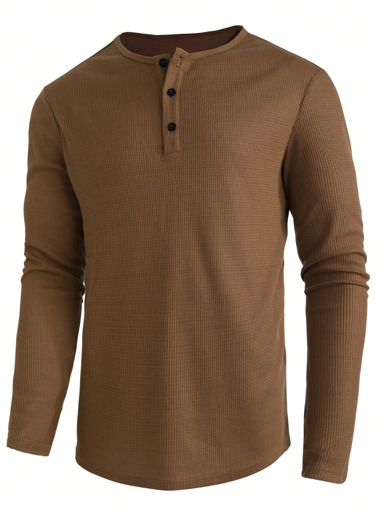 Men Half Button Waffle Knit Tee
