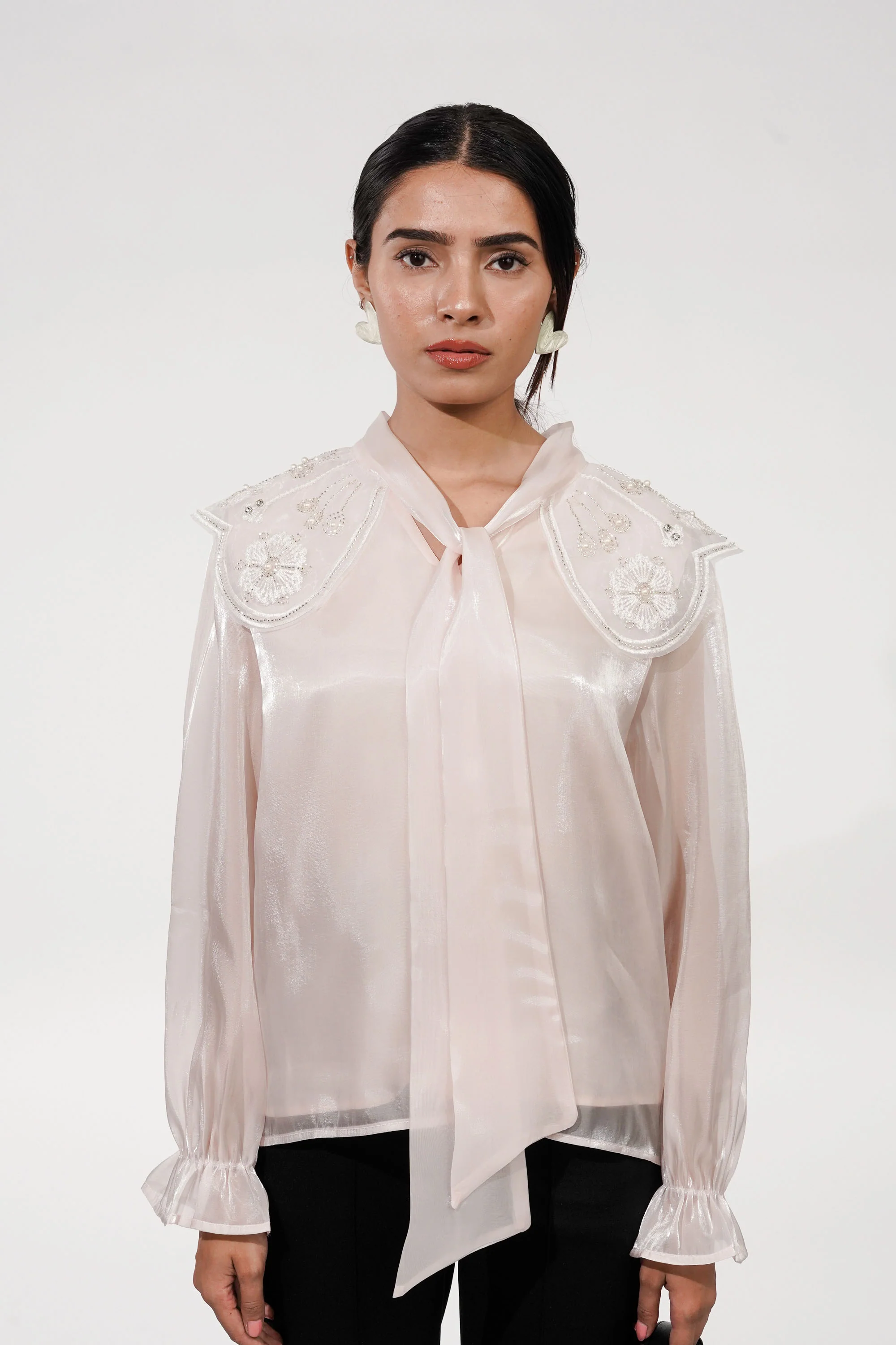 Baby Pink Bertha Pearl Top
