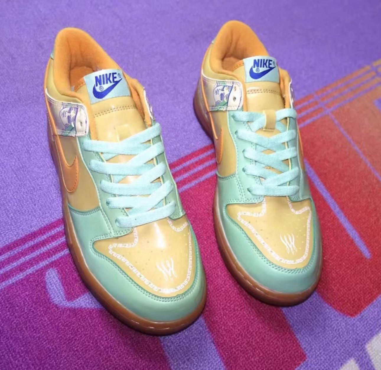 Nike Dunk Low Mint Yellow Printed Tongue Gum Outsole