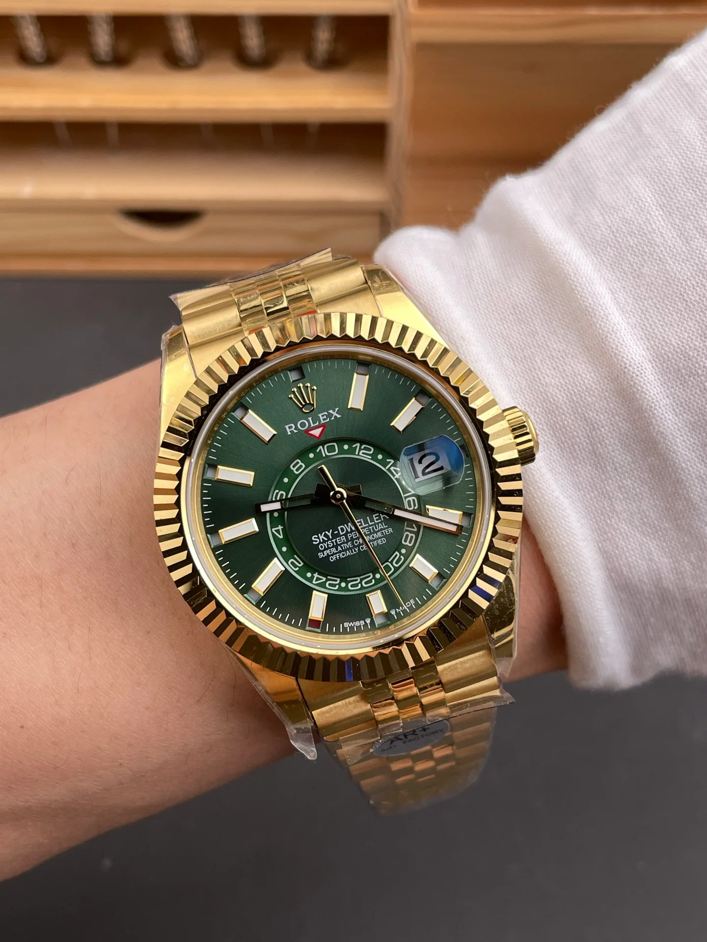 Full Gold Sky-Dweller Green Dial