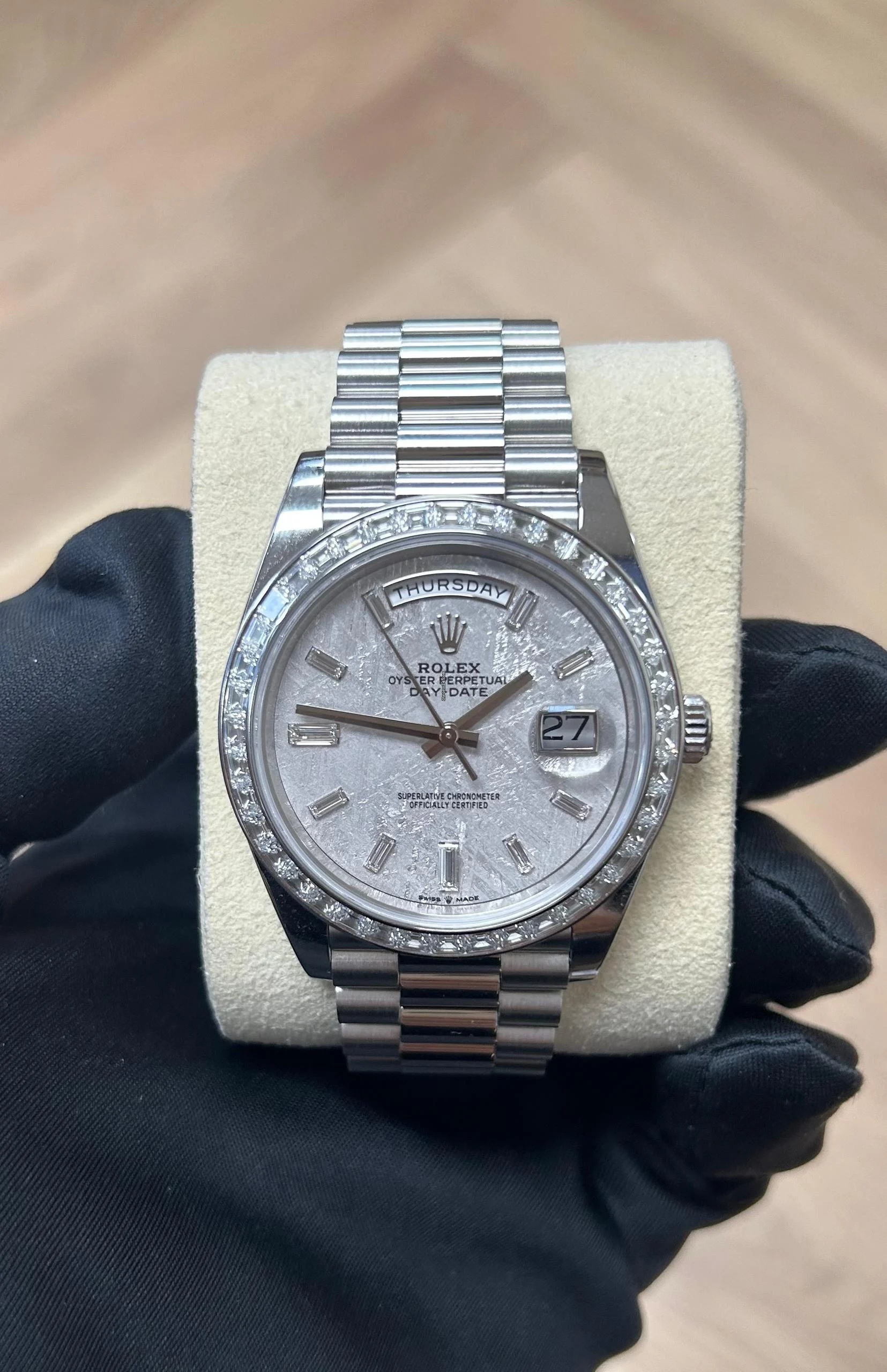 [2026 Mirror Grade]RLX Day-Date 40mm 228396TBR-0027 Meteoriate Baguette Diamond Dial and Bezel Watch