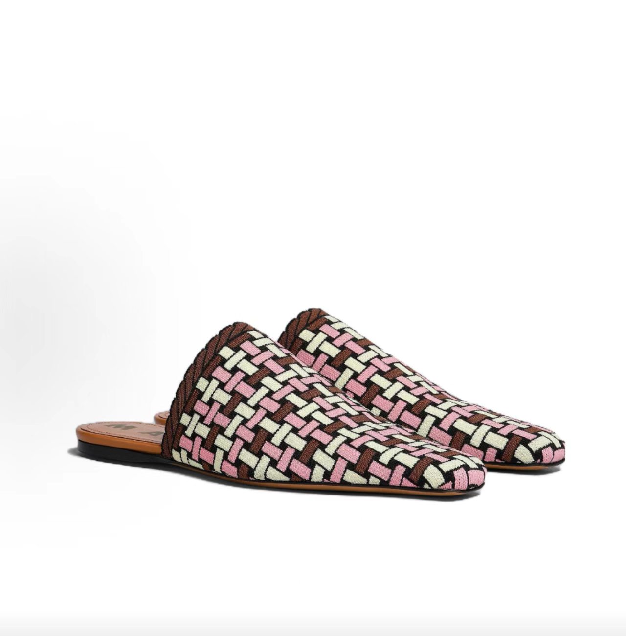 Marni Geometric Woven Fabric Mules
