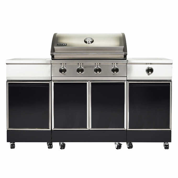 TYTUS Charcoal Gray Island Grill with Cover and SS Griddle