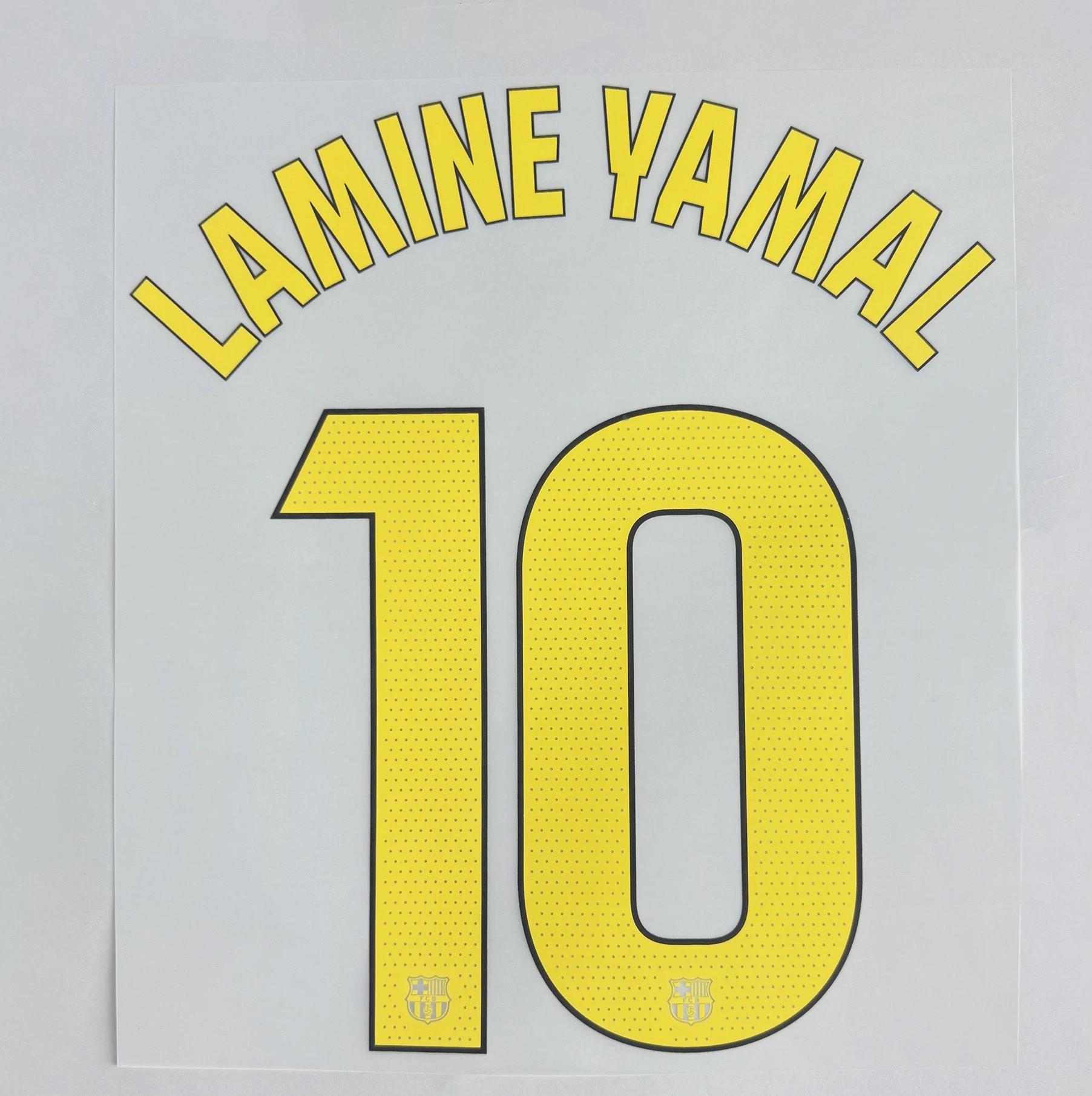 LAMINE YAMAL #10 FC Barcelona 2025-26 Home & Fourth Away La Liga Football Soccer Name & Number Set