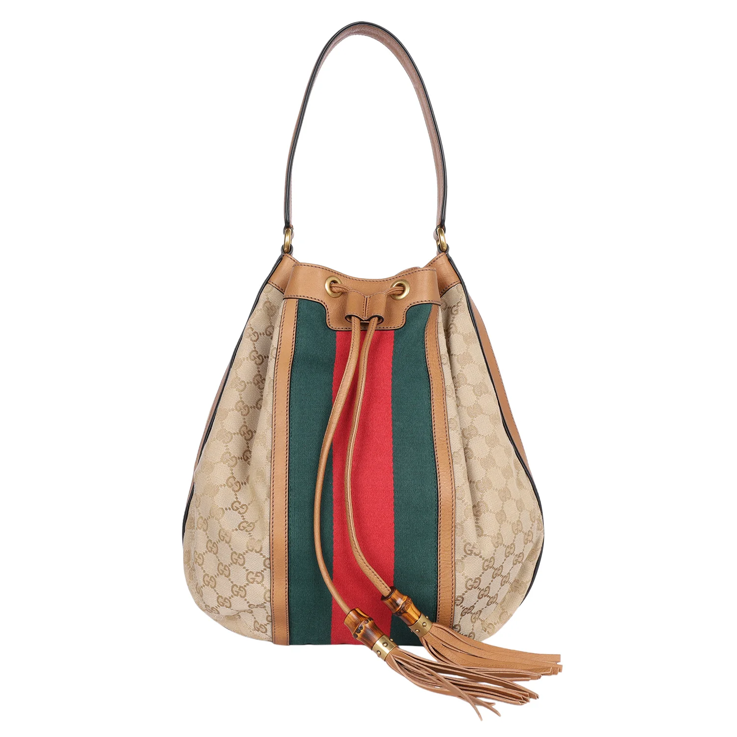 GG Canvas Web Rania Drawstring Hobo