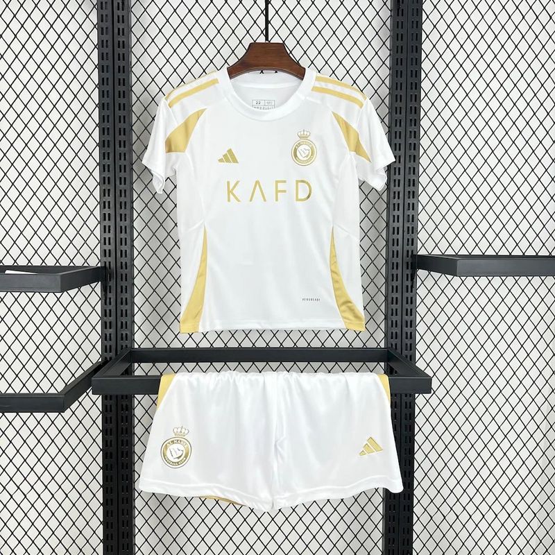 Al Nassr Soccer Jersey Third Away Kids Kit Jersey+Shorts 2024/25