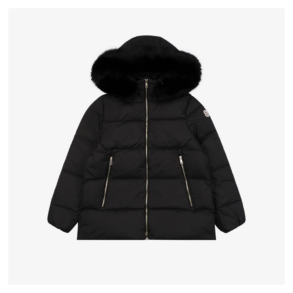 Mxxcler Laichefur Fur-Trim Hooded Down Jacket # MX-31 (White/Black)