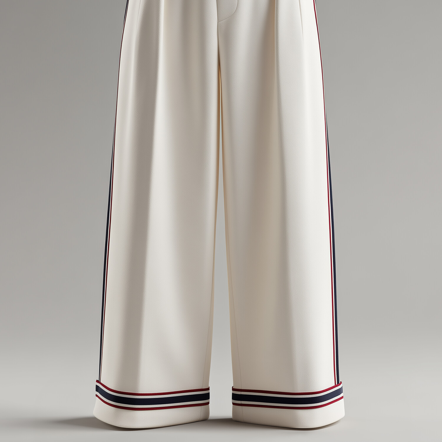 Men's Side Stripes Button Mid Rise Wide Leg Pants