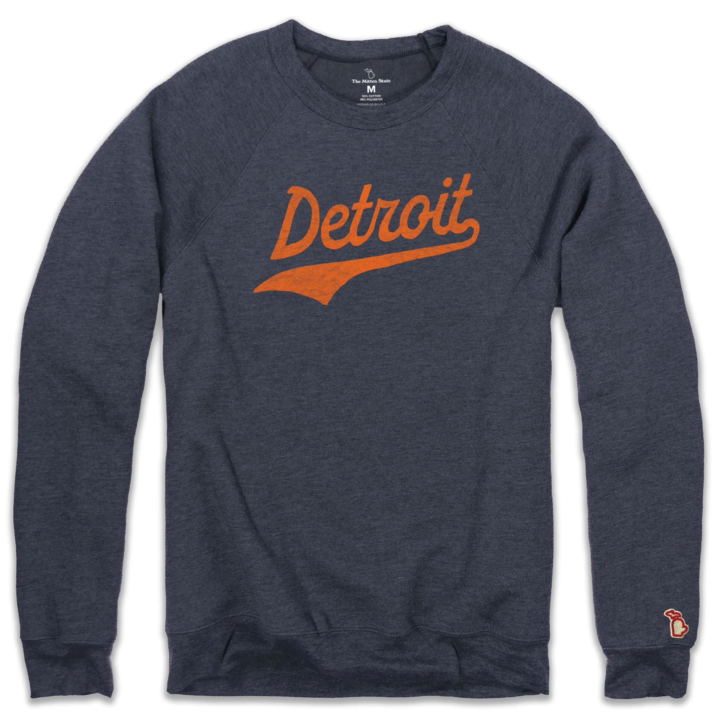 DETROIT SCRIPT - BASEBALL FLEECE SWEATSHIRT (UNISEX)