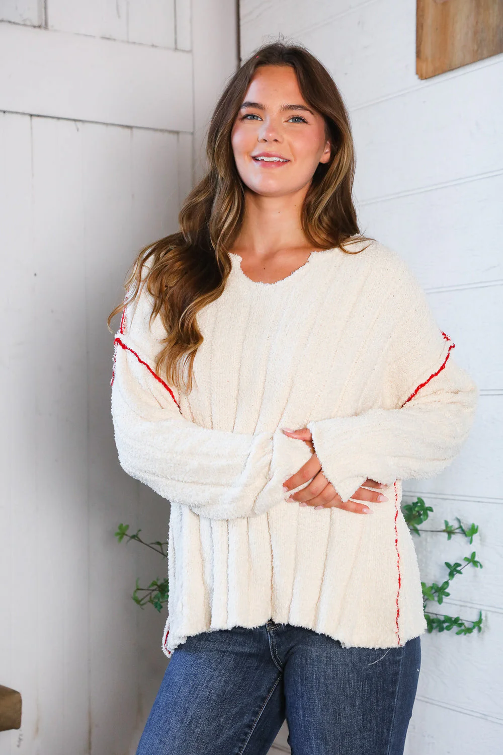 Snuggle Me Cream Thick Ribbed Sweater (Open Pack)