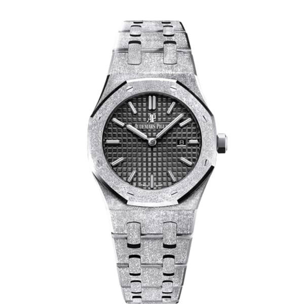 [2026 Mirror Grade]Audemars Piguet Royal Oak Frosted Gold Quartz Black dial, 33mm, 18k White gold, 67653BC.GG.1263BC.02