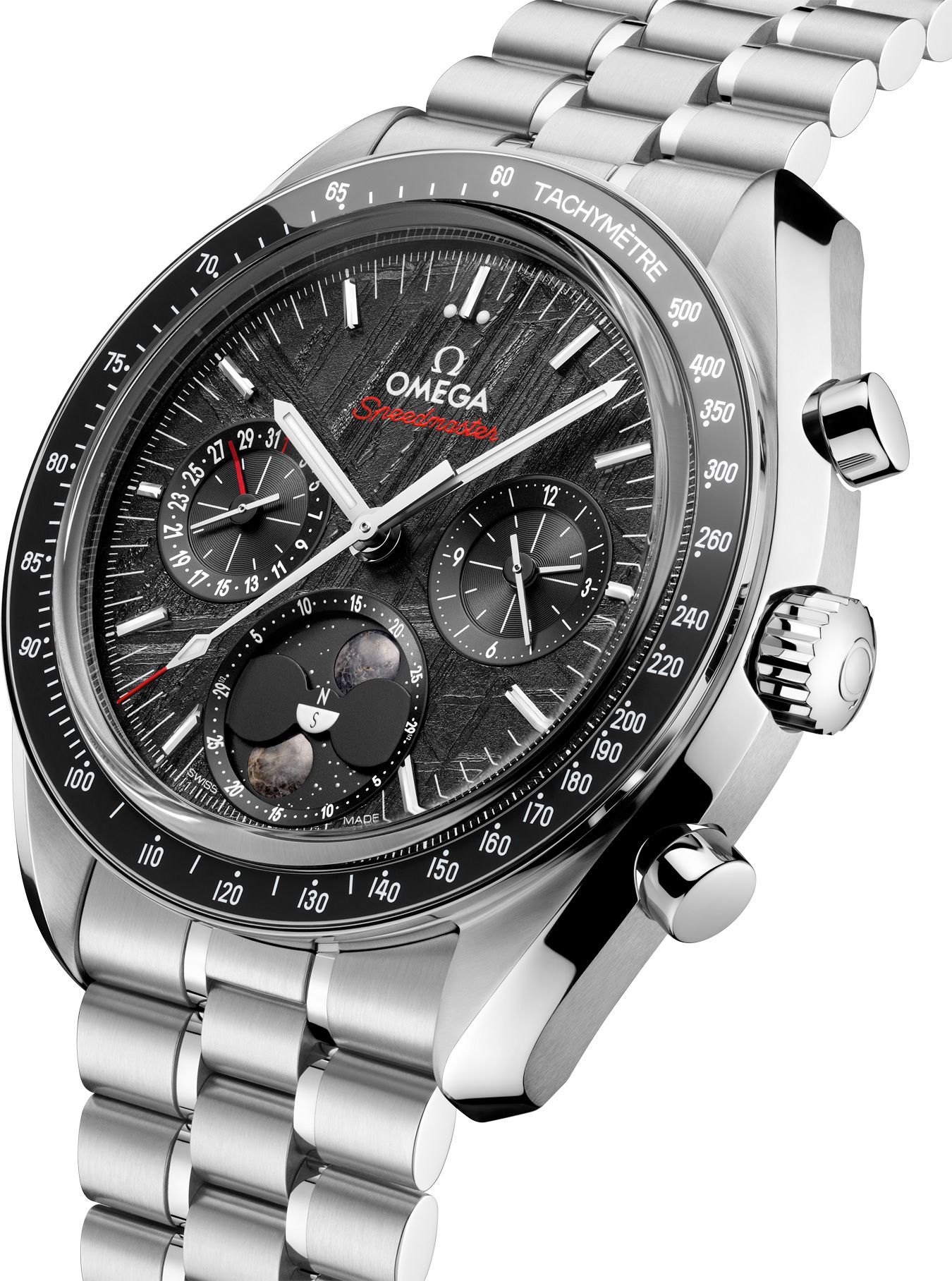 [2026 Mirror Grade]2025 Omega Speedmaster Moonphase Meteorite Black 304.30.43.52.01.001