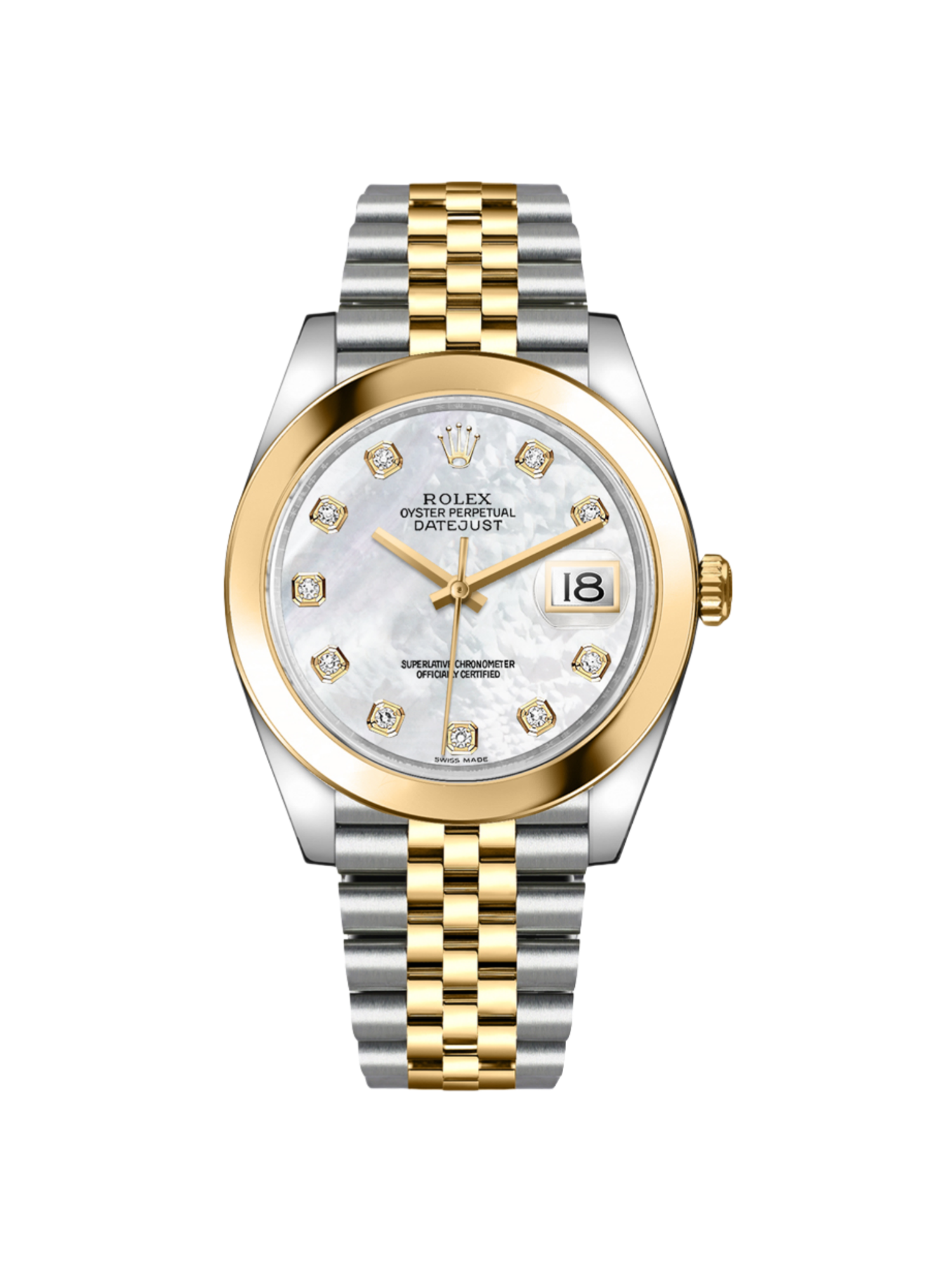 [2026 Mirror Grade]RLX Datejust 41mm 126303 White MOP Diamond Jubilee Steel and Yellow Gold