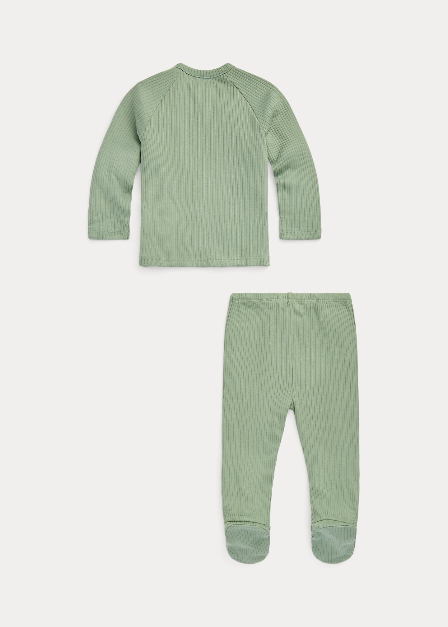 Ribbed Cotton Top & Footed Pant Set