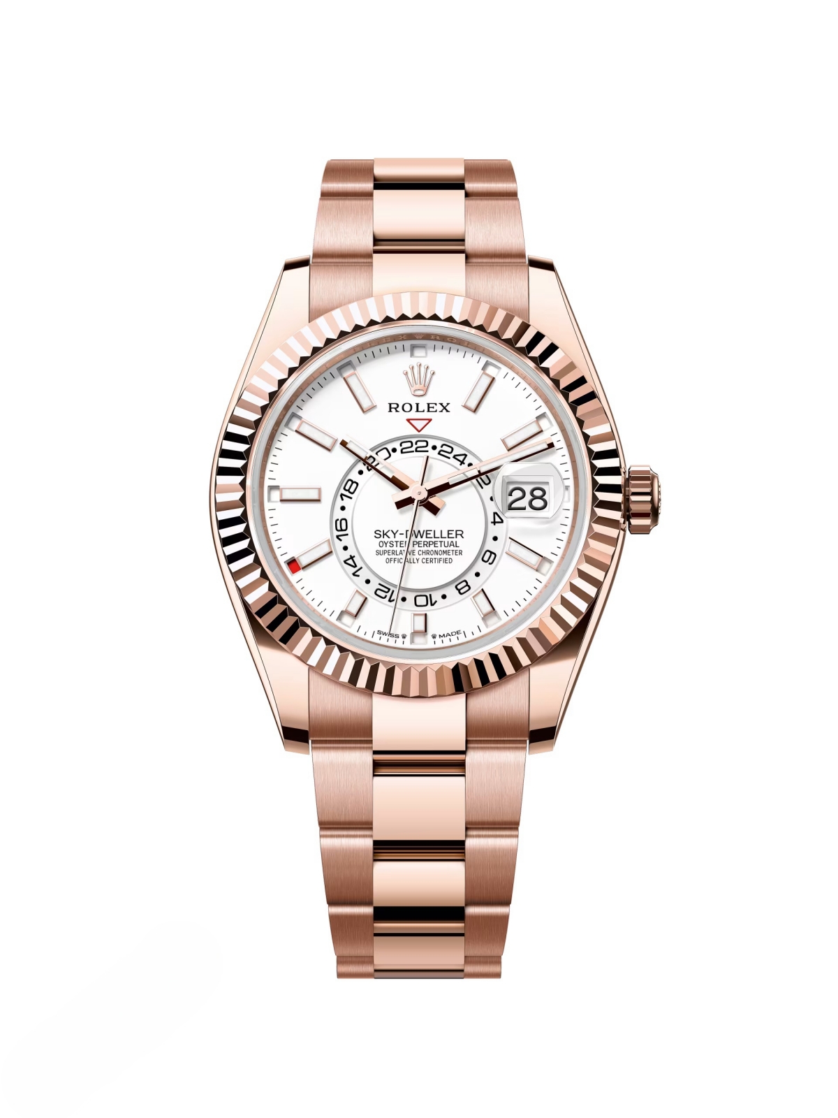 [2026 Mirror Grade]RLX  Sky-Dweller 42mm Rose Gold White Dial Oyster - 336935
