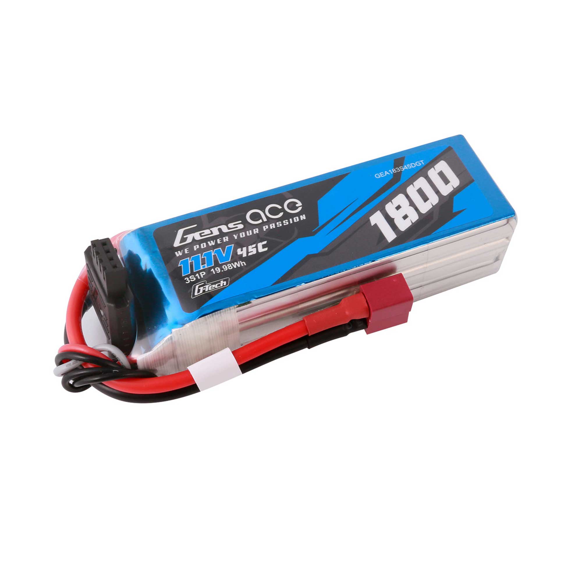 11.1V 1800mAh 3S 45C G-Tech LiPo Battery: Deans