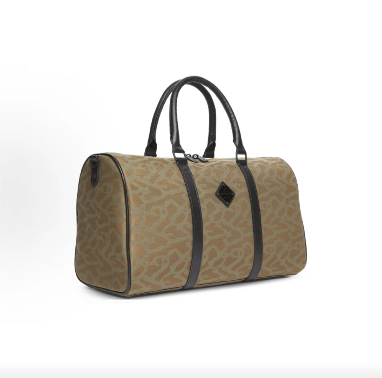 Jordan Olive Elephant Print Leather Trim Duffle Crossbody Bag