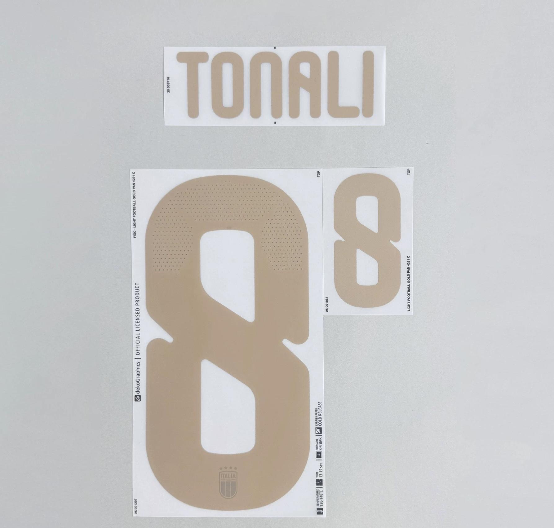 TONALI #8 Italy 2026 World Cup Home Football Soccer Name & Number Set