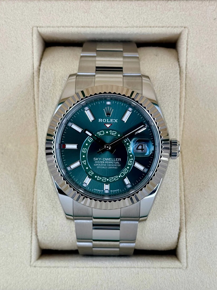 [2026 Mirror Grade]RLX  Sky-Dweller 42mm Stainless Steel Green Dial Oyster - 336934