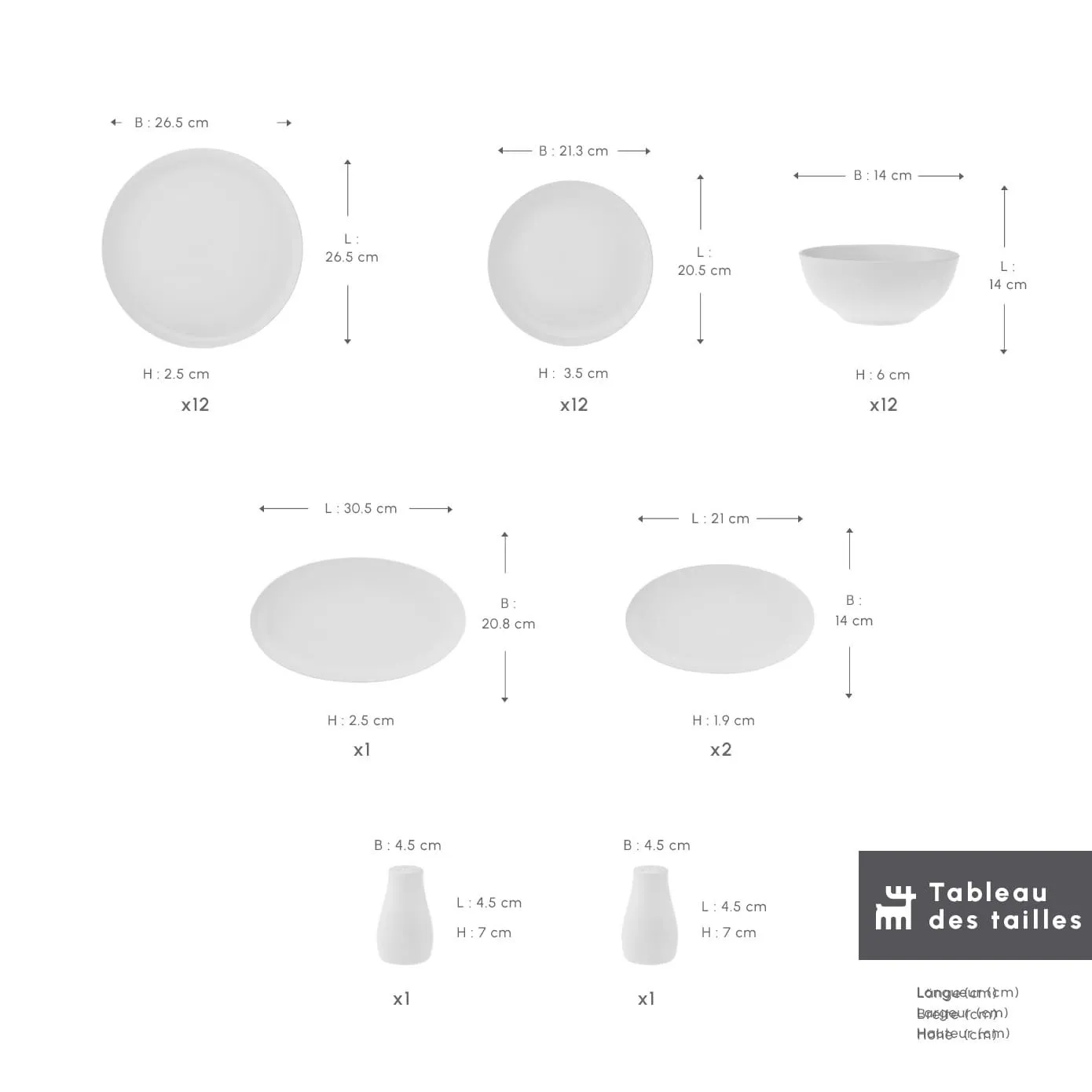 Service de table Karaca Allure pour 12 personnes, 41 pièces, New Generation Bone, blanc