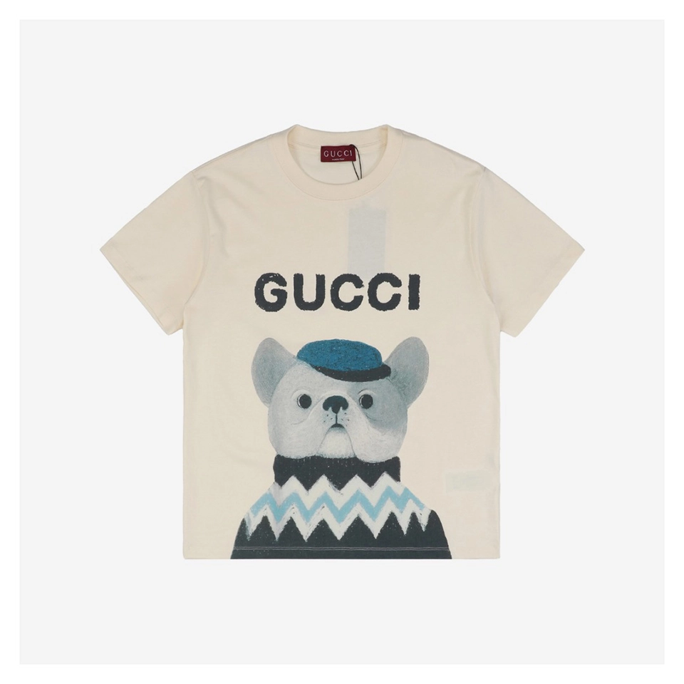 G Gentleman Dog Graphic Print T-Shirt (Black/Beige)