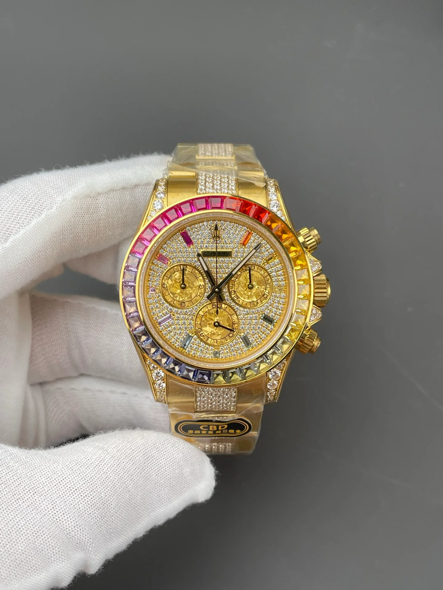 Rainbow Daytona Platinum Full Stone Bezel