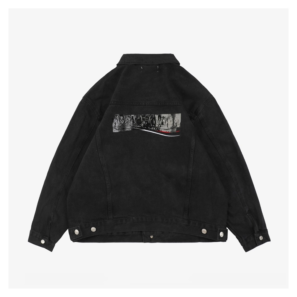 Blcg “Coke Tape” Embroidered Washed Denim Jacket