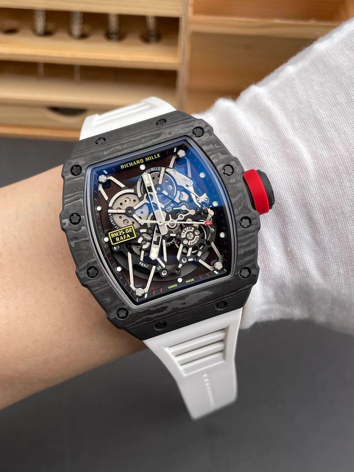 RM35-02 Carbon Fiber Red Bezel