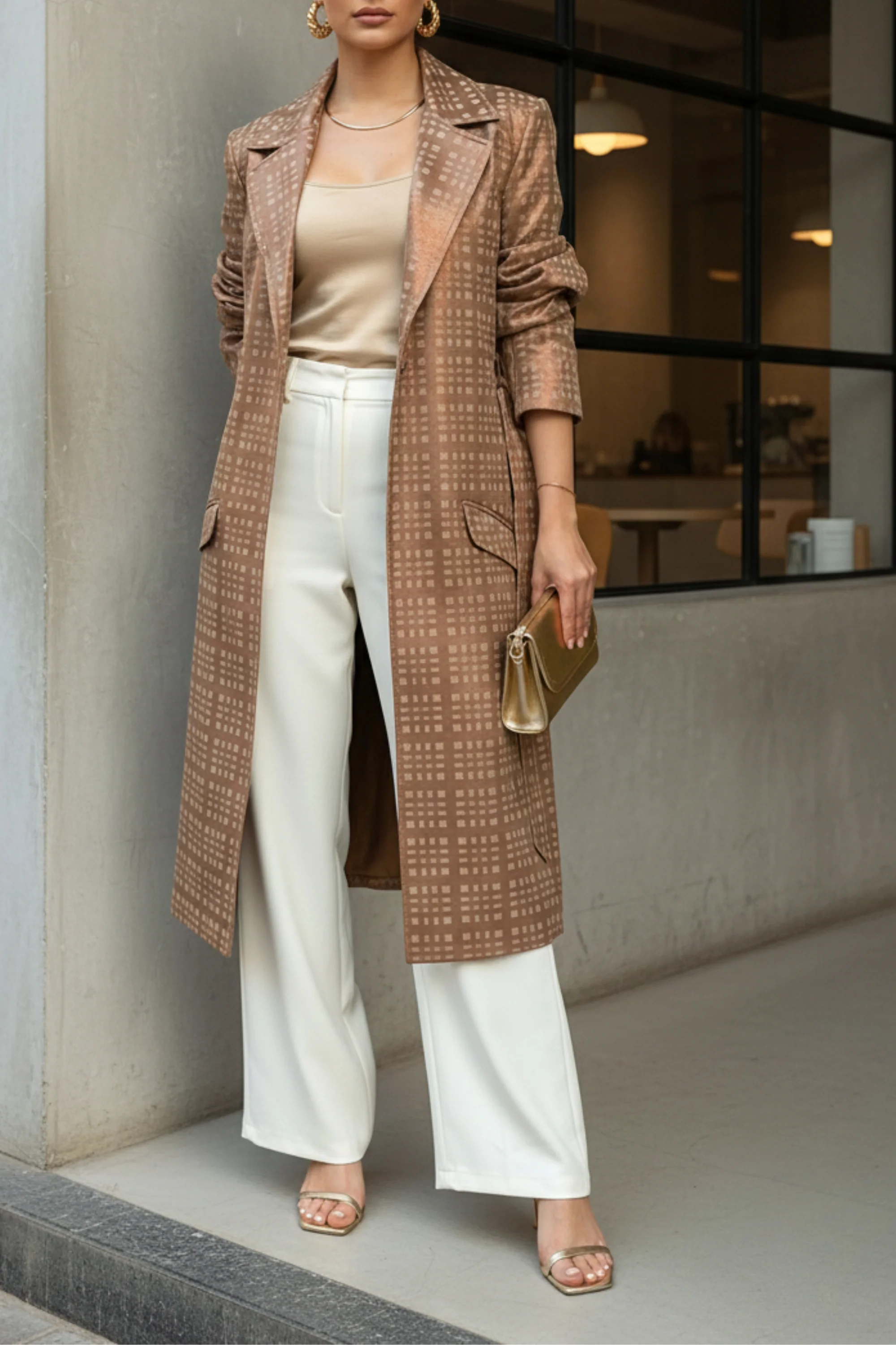 Caramel Suede Trench Coat