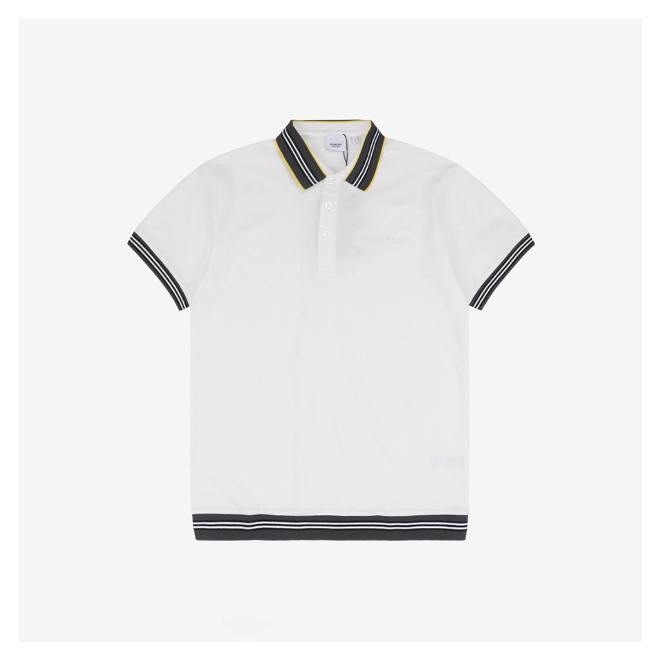 BBry Multicolor Stripe Letter Embroidered Polo Shirt (Black/White)