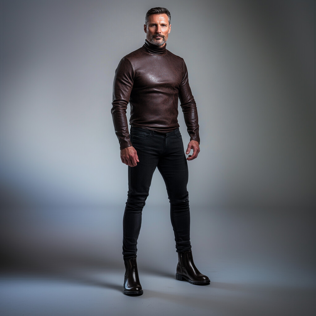 Men's High Neck Elastic Tight Long Sleeve Top