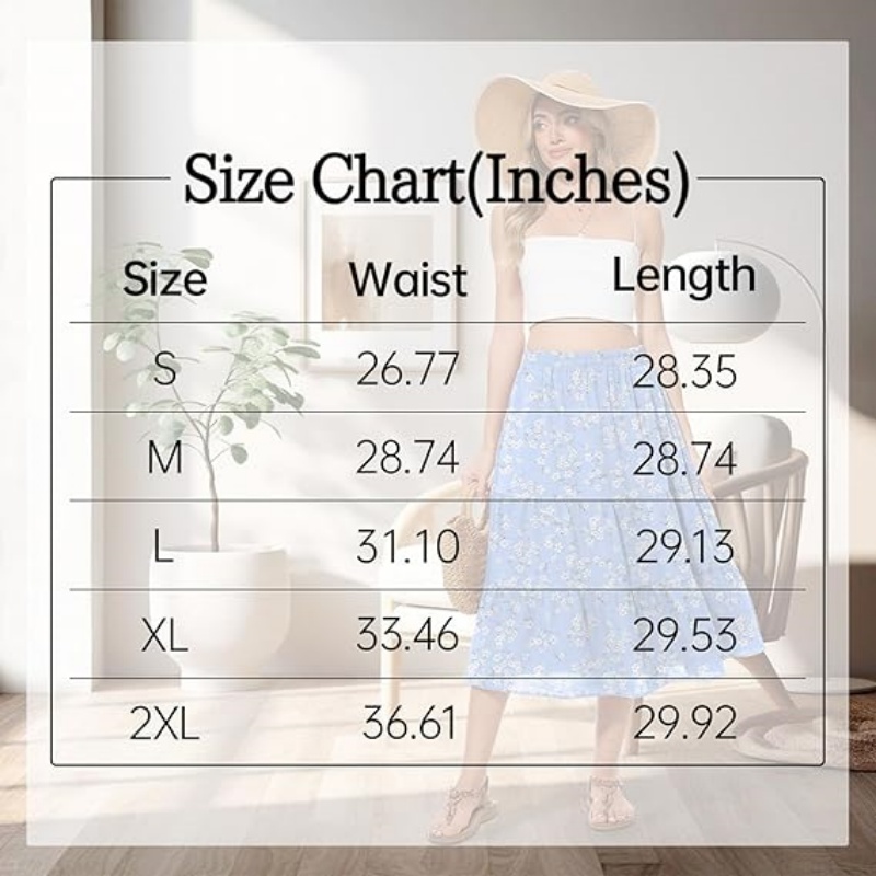 Women's Tiered Ruffle High Waist A‑Line Summer Midi Skirt